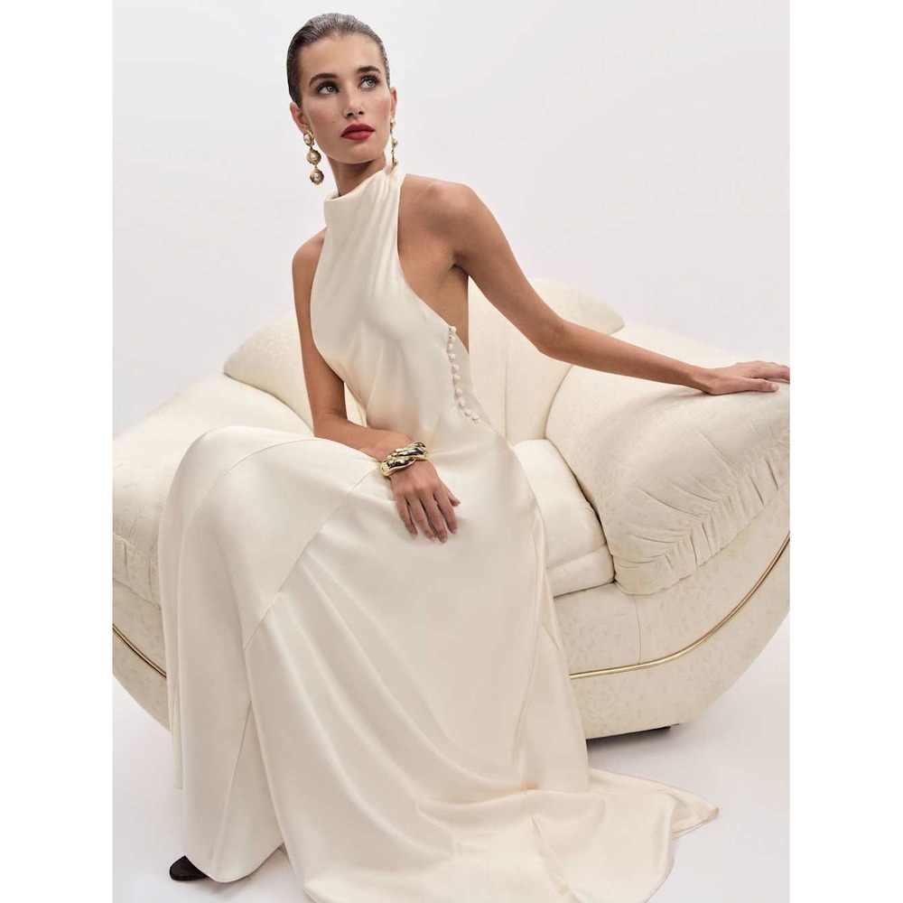 Reformation Roy Satin Maxi Dress Ivory Brand New - Picture 7 of 13